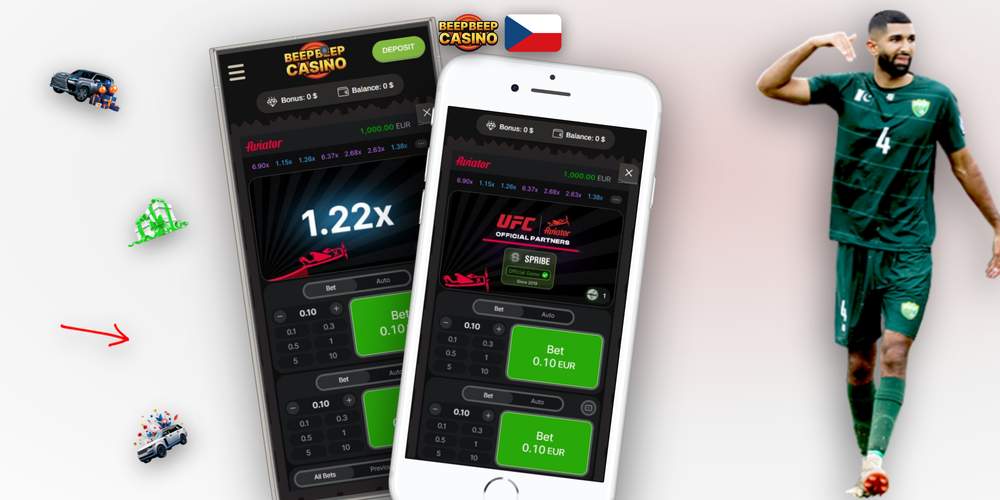 Aviator hra v Beep Beep Casino – graf multiplikátoru 2.47x a tlačítko cashout