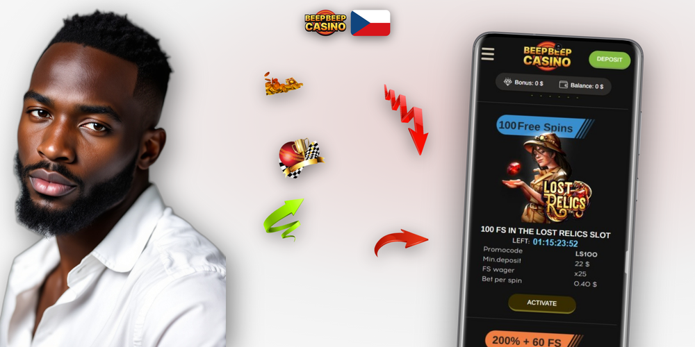 Beep Beep Casino bonus bez vkladu 20 EUR a tři uvítací odměny na jednom vizuálu