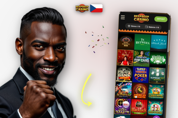 Hráč sleduje v Beep Beep Casino aplikaci potvrzení úspěšného výběru